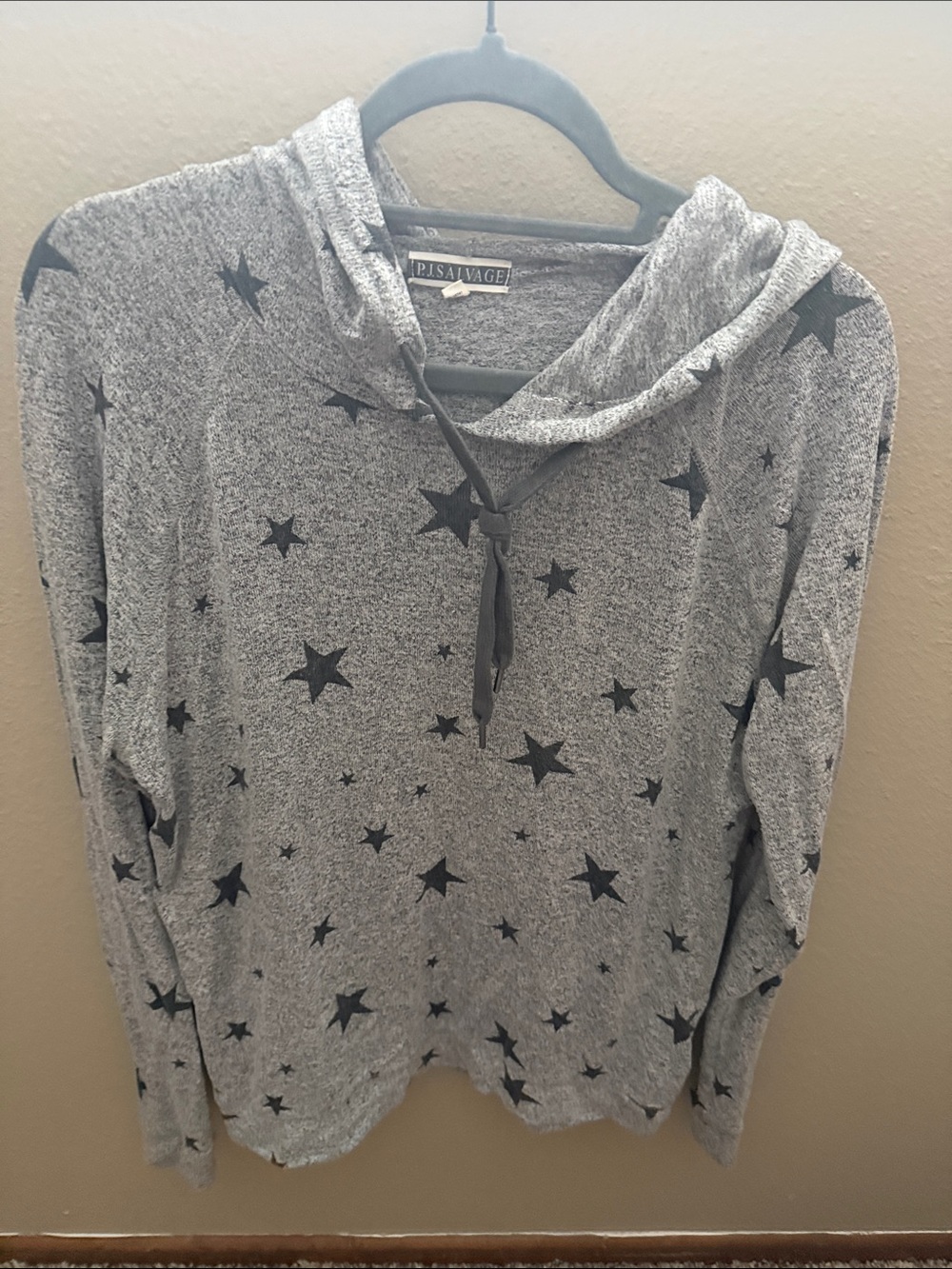 P.J. Salvage Grey Hoodie with Black Star Print